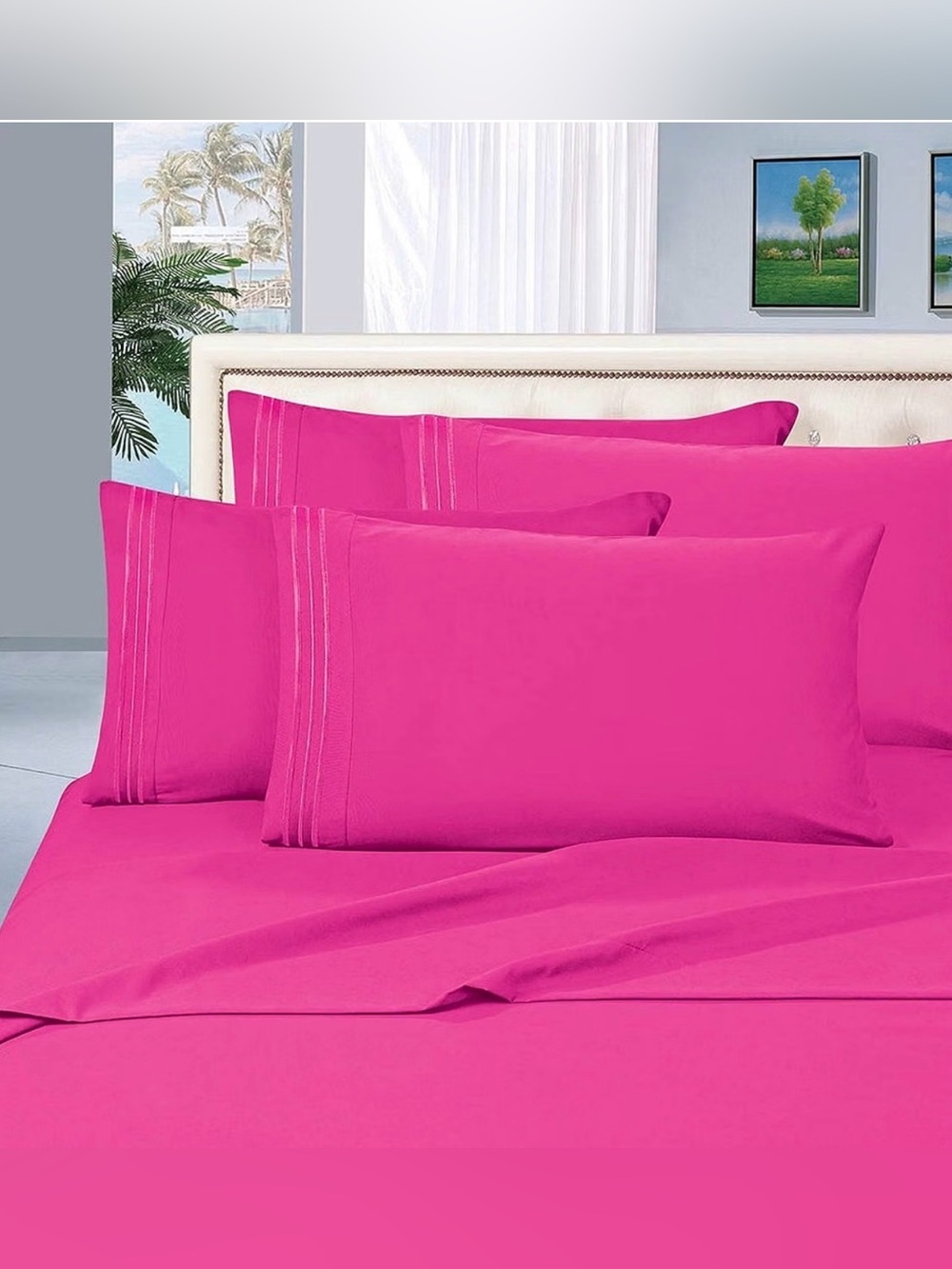Elegant Comfort Hot Pink 1500 Thread Count 4 Piece Deep Pocket Full Sheet Set